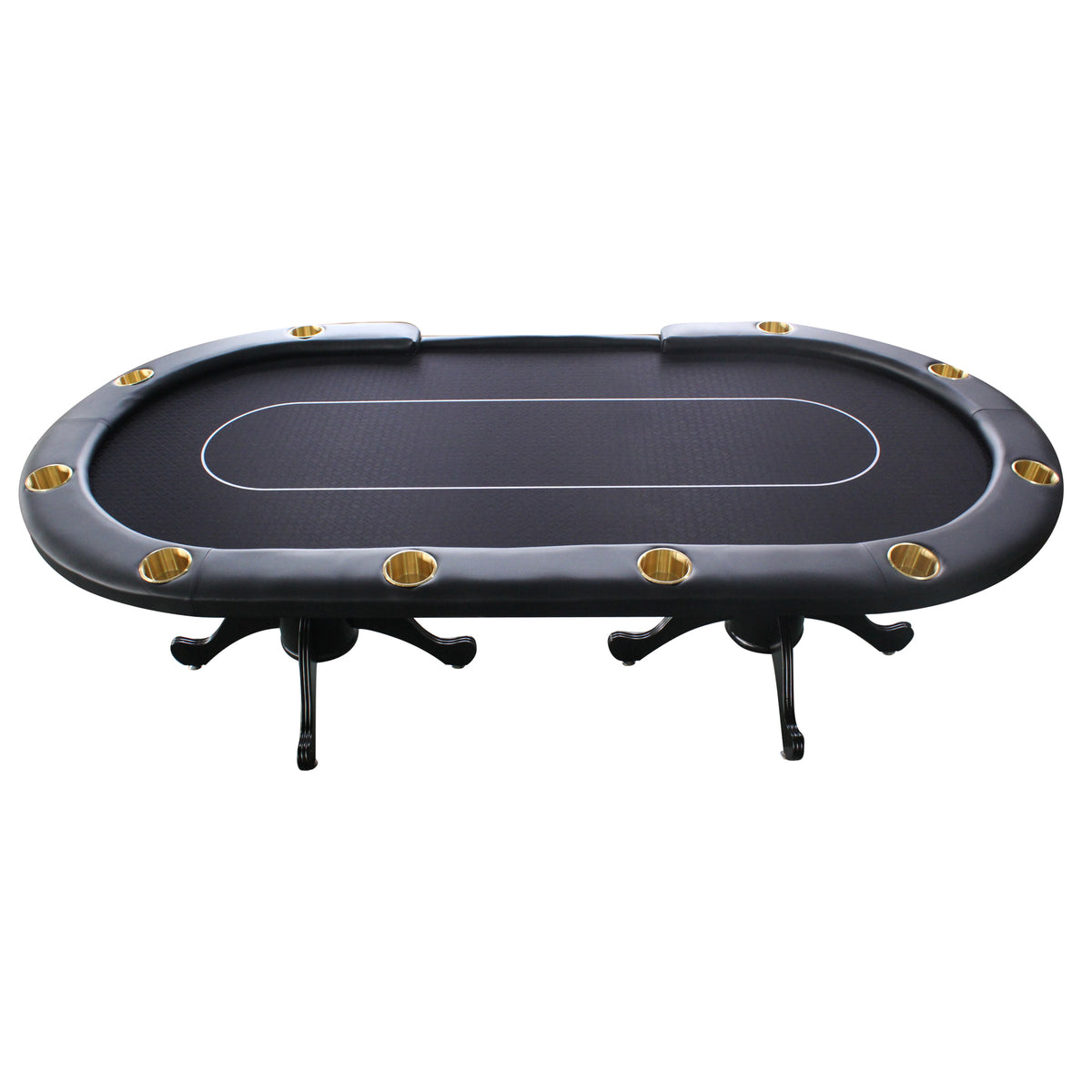 96" Oval Black Aura 10 Players Texas Holdem Casino Board Game Bet Line Felt Surface Poker Table Black Wood