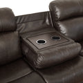 Contemporary Brown Faux Leather Upholstered 1Pc Double Reclining Sofa W Center Drop Down Cup Holder Living Room Furniture Brown Faux Leather Wood Primary Living Space Pillow Top Arms Solid Wood 3 Seat
