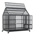 Heavy Duty Dog Cage Pet Crate With Roof & Window On Roof Black Carbon Steel