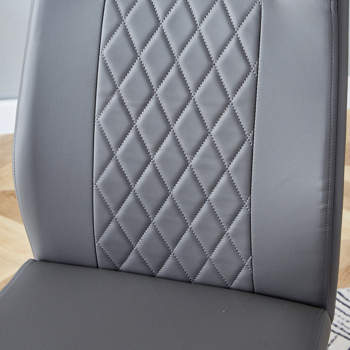 Modern Dining Chairs With Faux Leather Padded Seat Dining Living Room Chairs Upholstered Chair With Metal Legs Design For Kitchen, Living, Bedroom, Dining Room Side Chairs Set Of 4 Grey Pu C 001 Grey Foam Pu