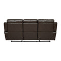 Contemporary Brown Faux Leather Upholstered 1Pc Double Reclining Sofa W Center Drop Down Cup Holder Living Room Furniture Brown Faux Leather Wood Primary Living Space Pillow Top Arms Solid Wood 3 Seat