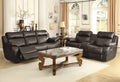 Contemporary Brown Faux Leather Upholstered 1Pc Double Reclining Sofa W Center Drop Down Cup Holder Living Room Furniture Brown Faux Leather Wood Primary Living Space Pillow Top Arms Solid Wood 3 Seat