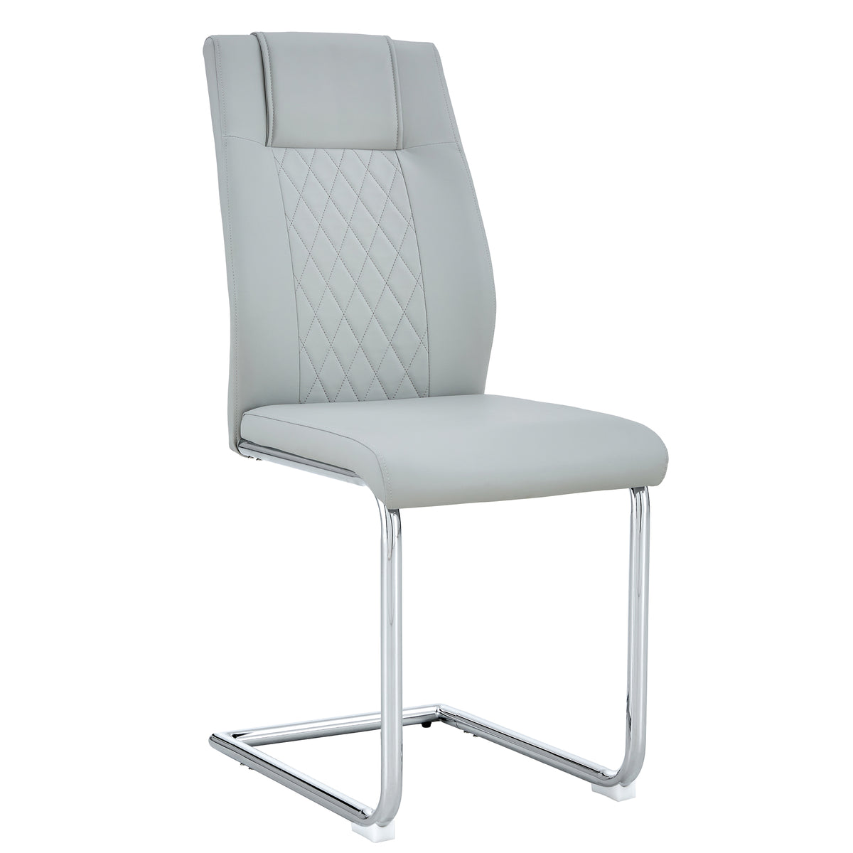 Modern Dining Chairs With Faux Leather Padded Seat Dining Living Room Chairs Upholstered Chair With Metal Legs Design For Living, Bedroom, Dining Room Side Chairs Set Of 8 Light Gray Pu C 001 Light