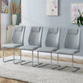 Modern Dining Chairs With Faux Leather Padded Seat Dining Living Room Chairs Upholstered Chair With Metal Legs Design For Living, Bedroom, Dining Room Side Chairs Set Of 8 Light Gray Pu C 001 Light