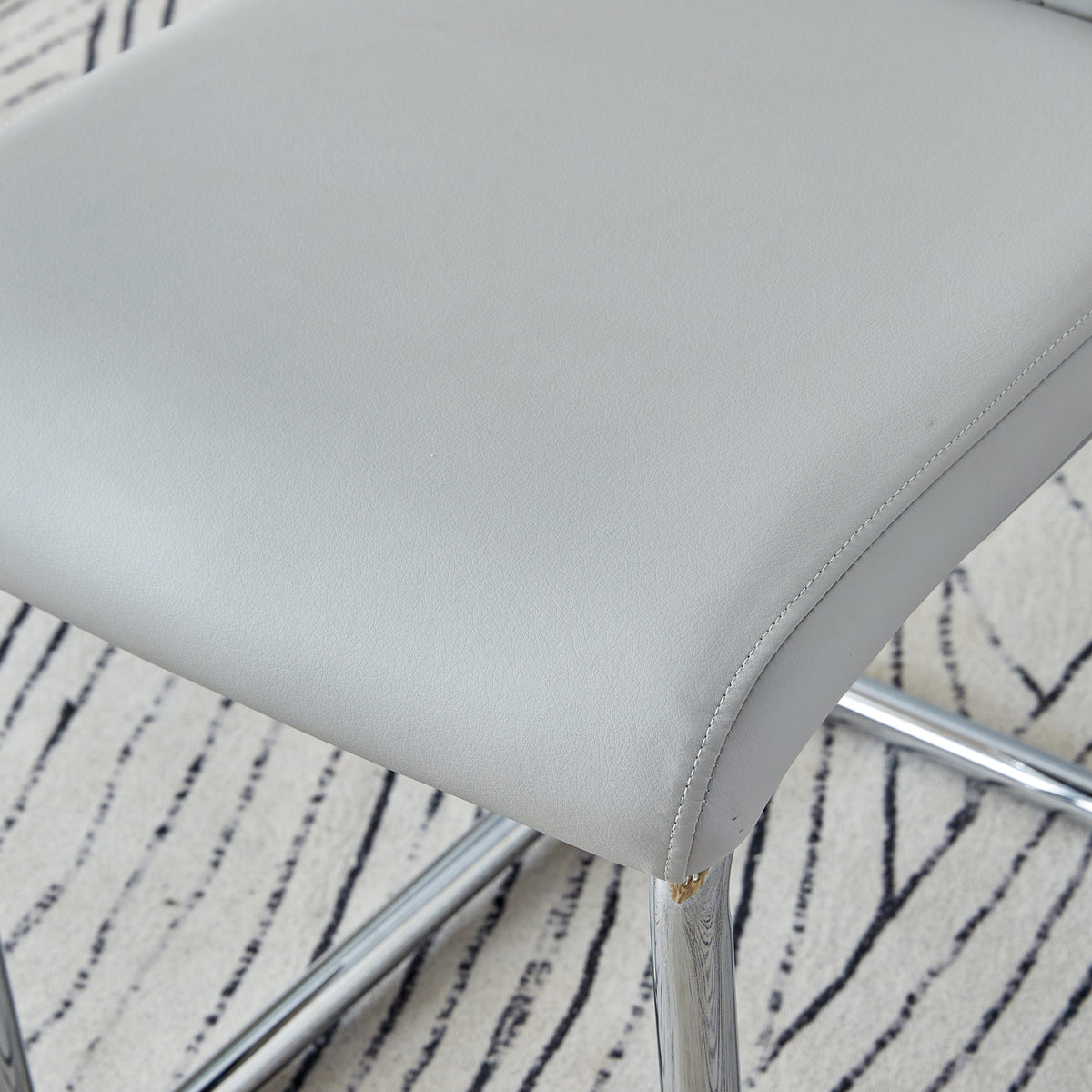 Modern Dining Chairs With Faux Leather Padded Seat Dining Living Room Chairs Upholstered Chair With Metal Legs Design For Living, Bedroom, Dining Room Side Chairs Set Of 8 Light Gray Pu C 001 Light