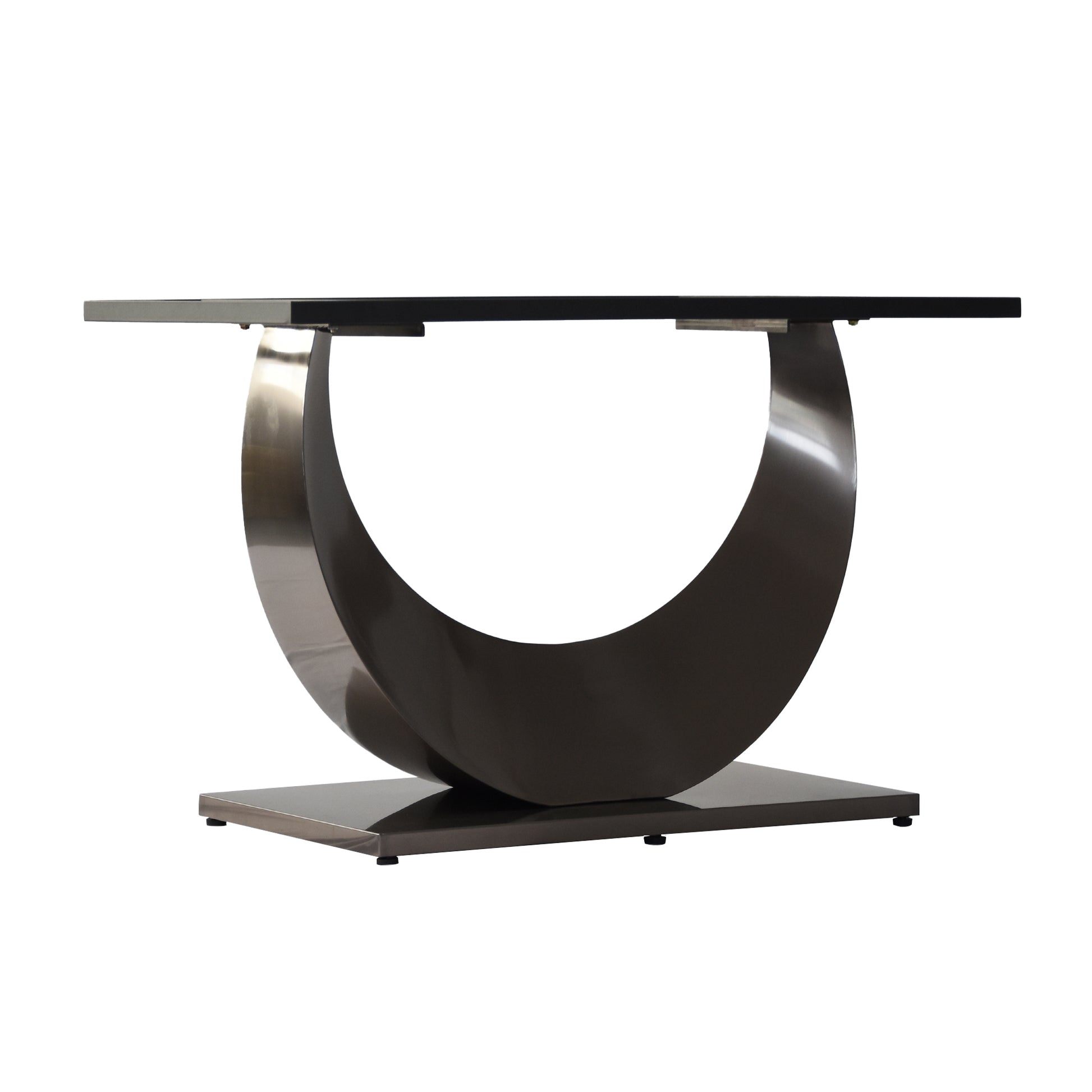 78.74" Modern Artificial Stone Pandora White Crescent Shaped Black Metal Legs Can Accommodate 8 People. Antique White Metal Sintered Stone