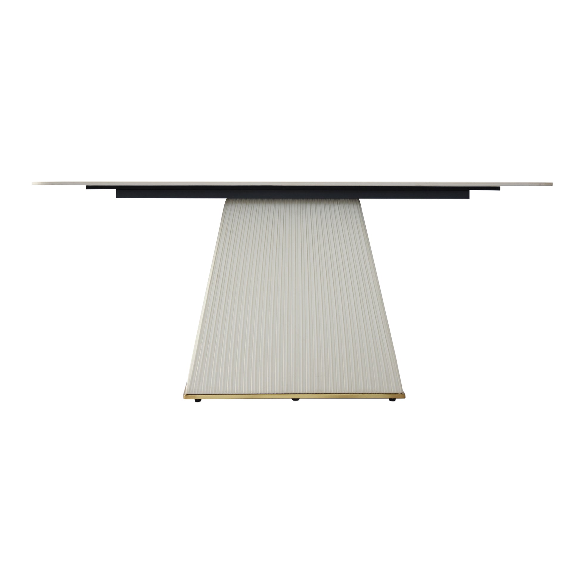 78.74" Modern Artificial Stone Pandora Straight Side Panel Beige Pu Plywood Table Legs Can Accommodate 8 People. White Dining Room Plywood Sintered Stone