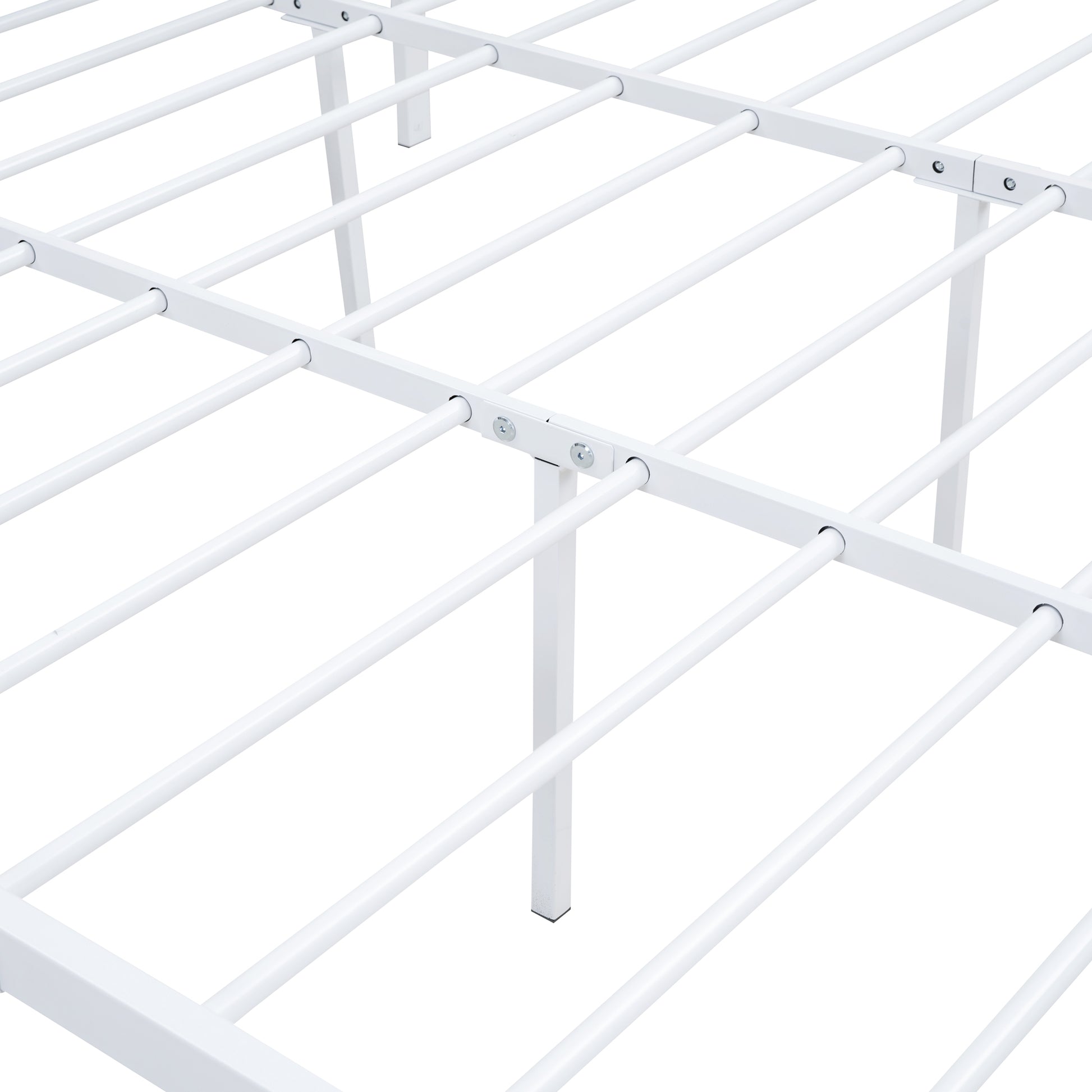 Queen Size Platform Bed, Metal And Wood Bed Frame With Headboard And Footboardwhite White Metal & Wood
