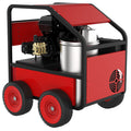 Commercial Hot Water Gas Oil Fired Pressure Washer, 3.5 Gpm, 4000 Psi, Kohler Engine, Direct Drive, Electric Start Red Aluminum