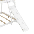 Twin Over Queen House Bunk Bed With Climbing Nets And Climbing Ramp, White Box Spring Not Required White Wood Bedroom Bunk Solid Wood Mdf