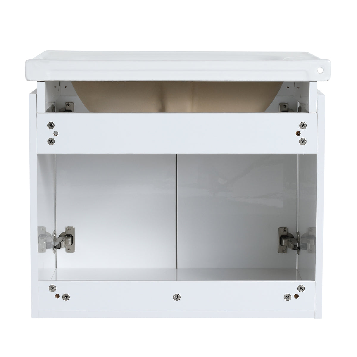 24 Inch Soft Close Doors Bathroom Vanity With Sink, Suitable For Small Bathroom White 2 Bathroom Wall Mounted Modern Plywood