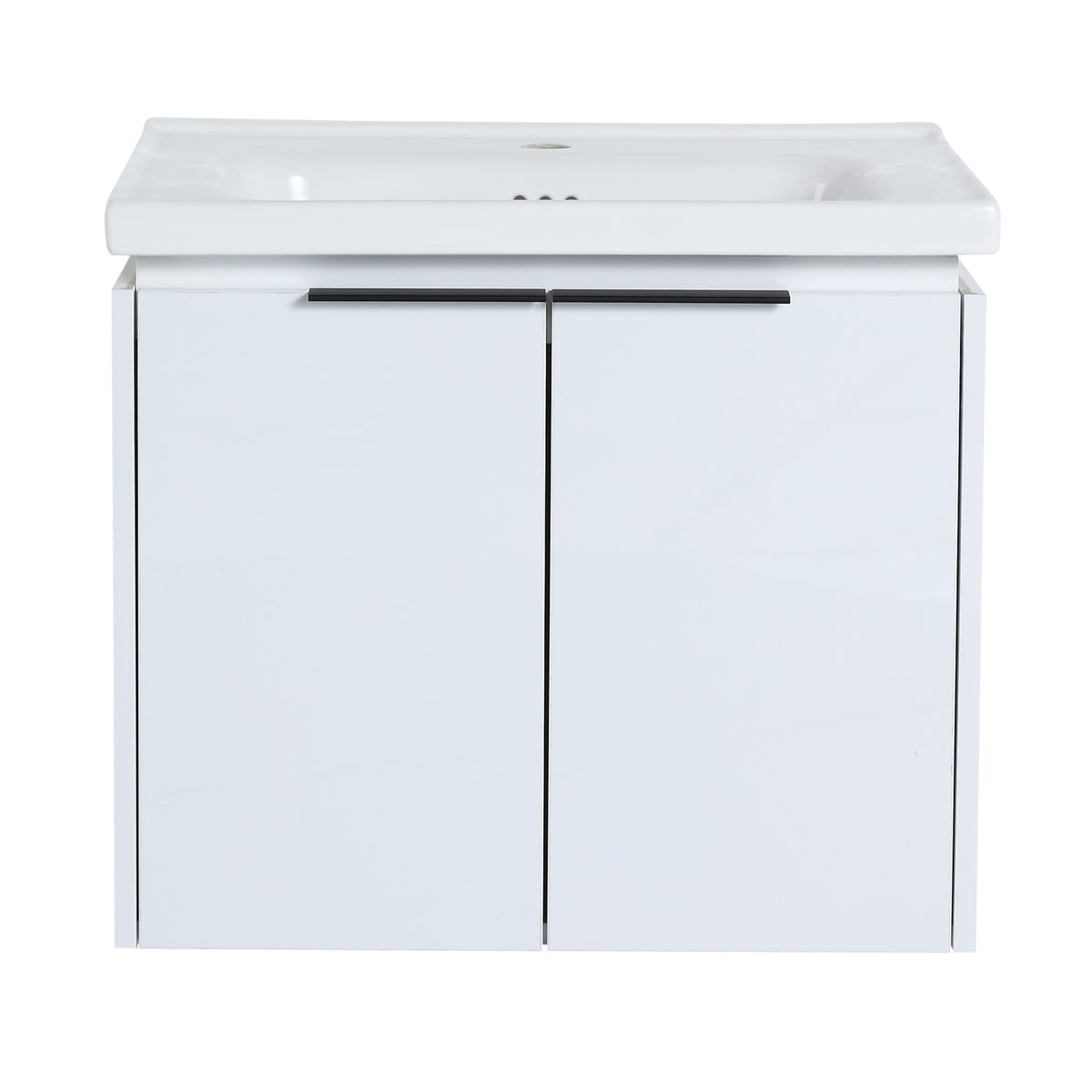 24 Inch Soft Close Doors Bathroom Vanity With Sink, Suitable For Small Bathroom White 2 Bathroom Wall Mounted Modern Plywood