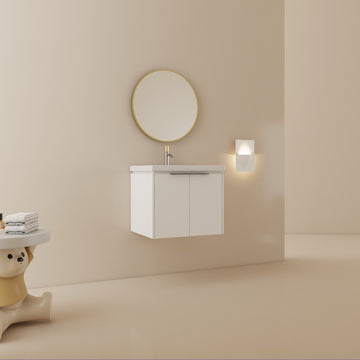 24 Inch Soft Close Doors Bathroom Vanity With Sink, Suitable For Small Bathroom White 2 Bathroom Wall Mounted Modern Plywood