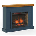 Washington 48 Inch Fireplace With Mantel, Blue Denim And Whiskey Finish Up To 40 Powder Coated Electric Blue 400 Coastal,Farmhouse,Nautical Yes Insert Solid Wood Electric