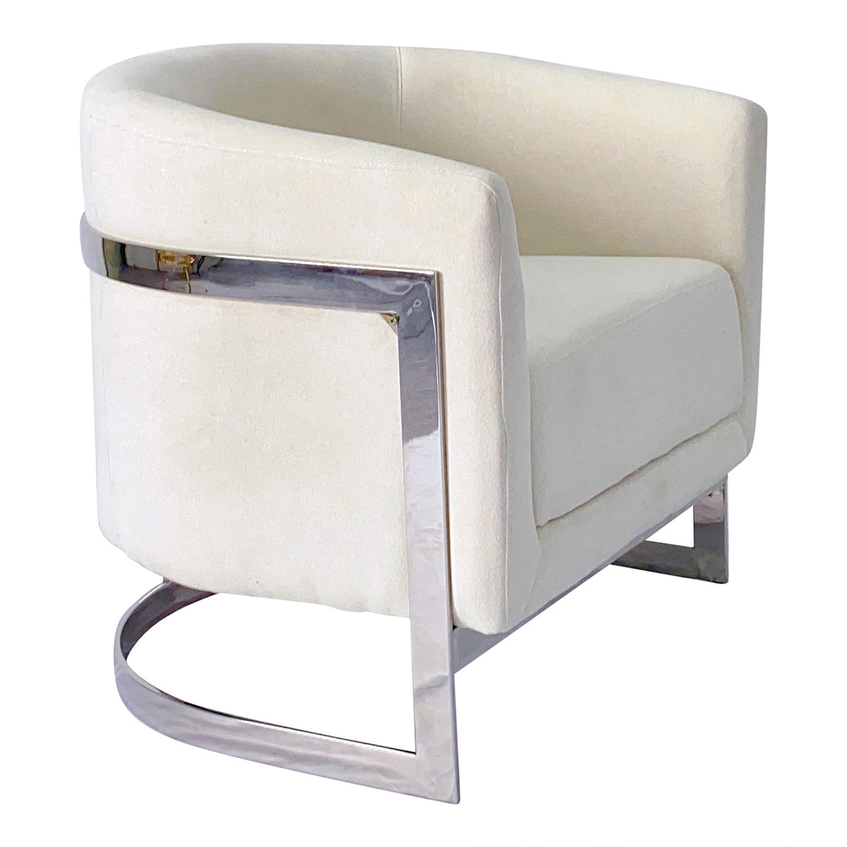 White And Silver Sofa Chair White Stainless Steel Velvet