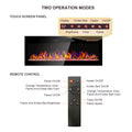 42 Inch Recessed Ultra Thin Tempered Glass Front Wall Mounted Electric Fireplace With Remote And Multi Color Flame & Emberbed, Led Light Heater Powder Coated Electric Antique Black Vent Free Yes Tempered Glass Sheet Metal Plastic