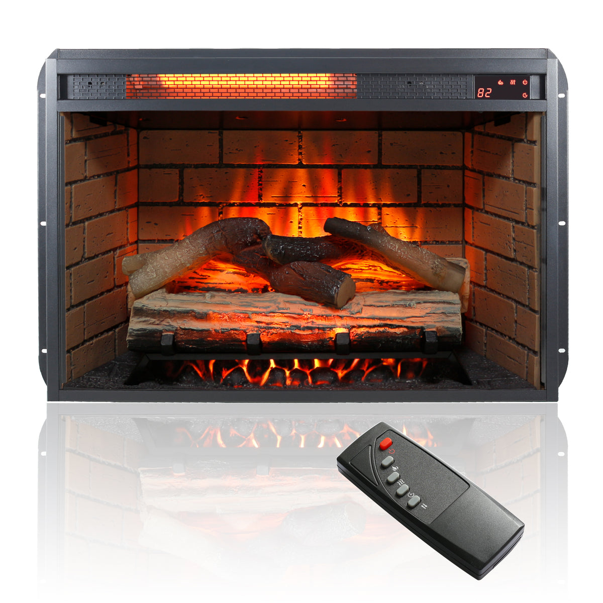60 Inch Electric Fireplace Entertainment Center With Door Sensor Reclaimed Barnwood Color Powder Coated Electric Reclaimed Barnwood Vent Free Yes Insert Wood Stainless Steel Glass Electric