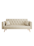 71 Inch Convertibleseat Sofa, American Retro Beige Velvet, Suitable For Small Living Room, Bedroom, Office Beige Velvet 2 Seat