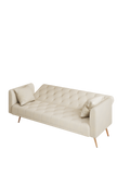 71 Inch Convertibleseat Sofa, American Retro Beige Velvet, Suitable For Small Living Room, Bedroom, Office Beige Velvet 2 Seat