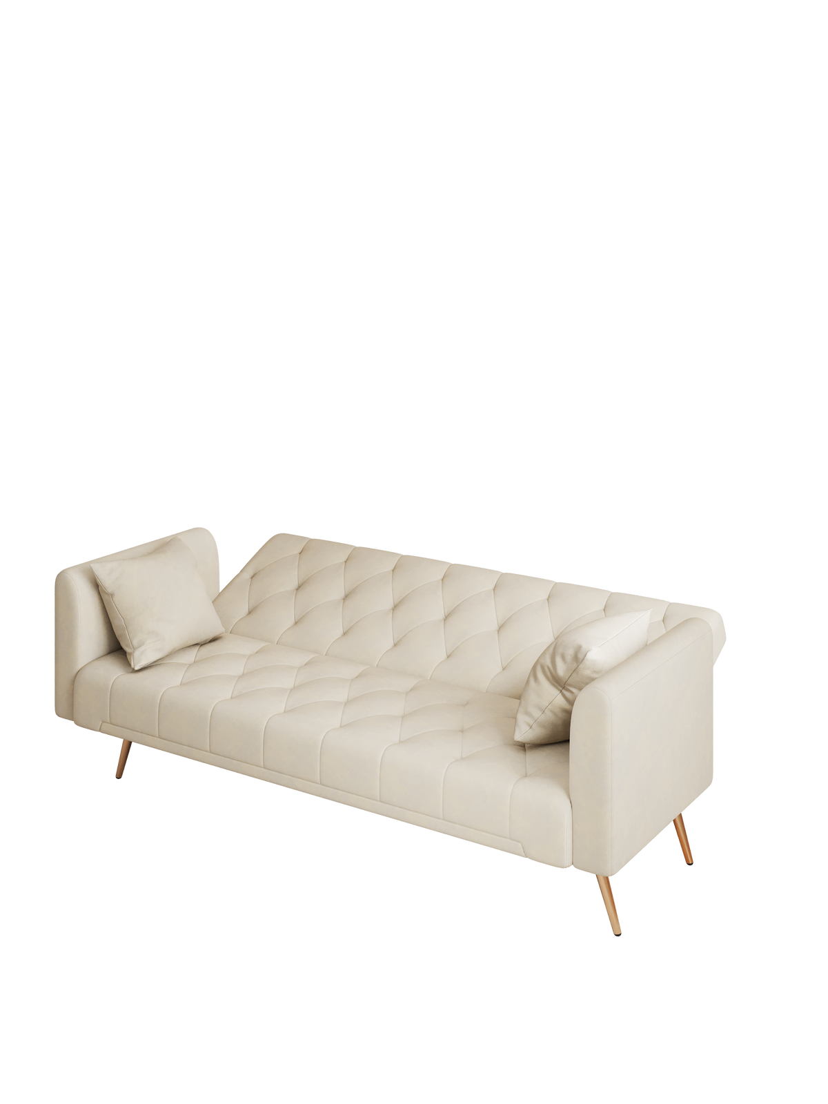 71 Inch Convertibleseat Sofa, American Retro Beige Velvet, Suitable For Small Living Room, Bedroom, Office Beige Velvet 2 Seat