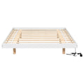 Full Size Floating Bed With Led Lights Underneath,Modern Full Size Low Profile Platform Bed With Led Lights,White Full White Wood Bedroom American Design Pine Bed Frame Pine