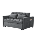 Sleeper Sofa, Convertible Sofa, Recliner, Bed, 3 In 1, 3 Position Adjustable Backrest, 2 Seater Sectional, Two Side Pockets, 2 Pillows For Living Room, Apartment, Etc., Velvet Beige 54