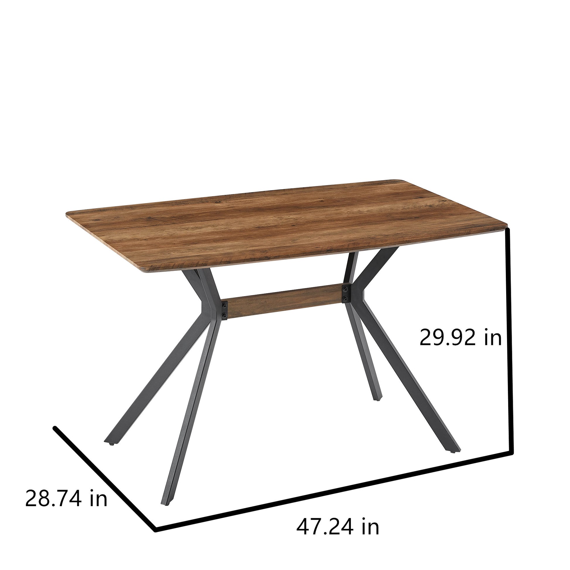 Modern Minimalist Style Dining Table Mdf Wooden Top Black Metal Shelf Metal Heat Transfer Legs Leveling Feet For Dining Room Kitchen Office Table Walnut Black Mdf