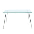 Modern Simple Rectangular Glass Dining Table, Solid Tempered Glass Tabletop, Electroplated Table Legs, Light Yellow Pu Dining Chair Set, Suitable For Restaurant Kitchen Use Set Of 7 Upholstered Chair Glass Light Yellow Seats 6 Metal Rectangular Dining