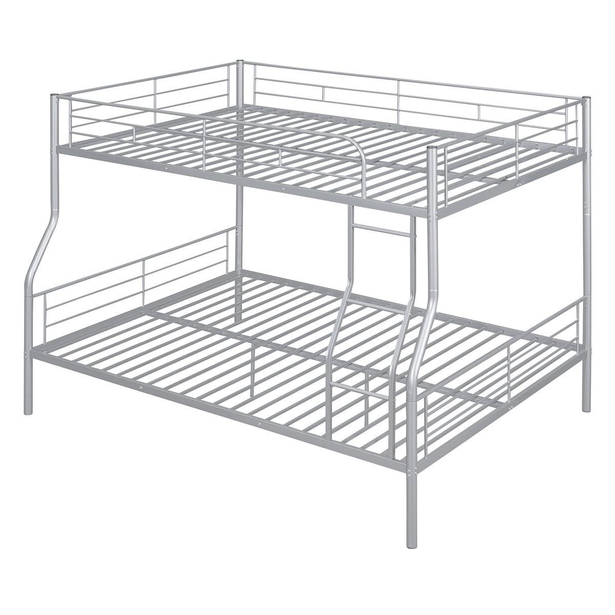 Full Xl Over Queen Metal Bunk Bed, Sliver Silver Iron