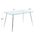 Modern Simple Rectangular Glass Dining Table, Solid Tempered Glass Tabletop, Electroplated Table Legs, Light Yellow Pu Dining Chair Set, Suitable For Restaurant Kitchen Use Set Of 5 Upholstered Chair Glass Light Yellow Seats 4 Metal Rectangular Dining