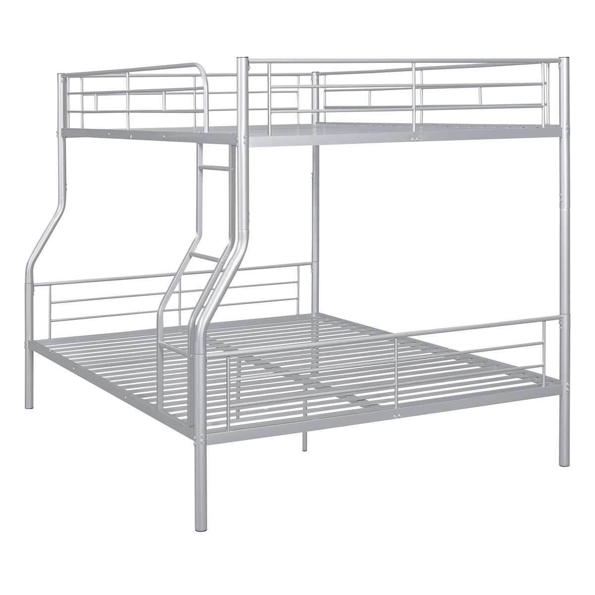 Full Xl Over Queen Metal Bunk Bed, Sliver Silver Iron