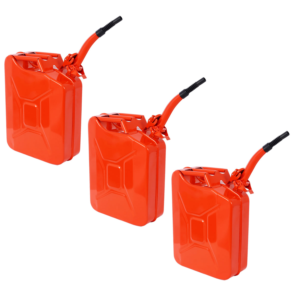 20 Liter 5 Gallon Jerry Fuel Can With Flexible Spout, Portable Jerry Cans Fuel Tank Steel Fuel Can, Fuels Gasoline Cars, Trucks, Equipment, Red 3Pcs Set Red Steel