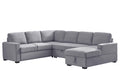 Ketterman 4 Piece Upholstered Sectional Light Gray Foam Linen