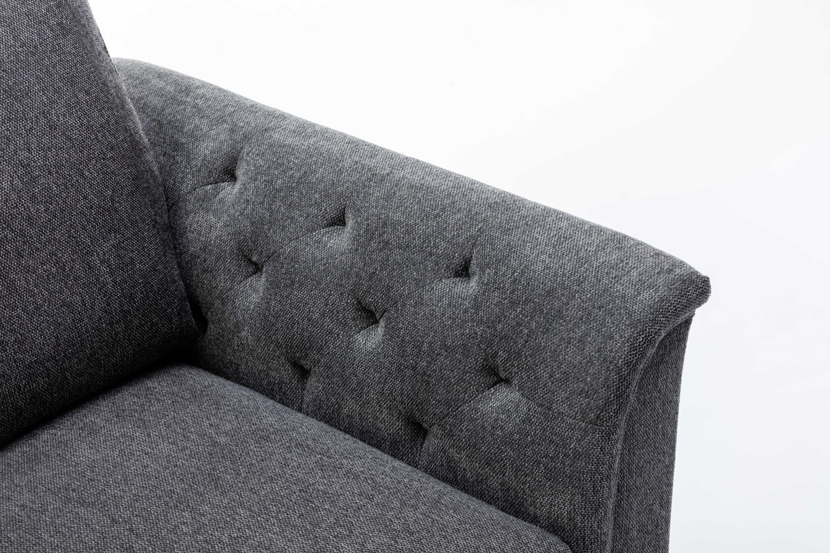 Stanton 36.5" Dark Gray Linen Chair With Tufted Arms Dark Gray Linen
