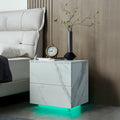 Nightstands Led Side Tables Bedroom Modern End Tables With 2 Drawers For Living Room Bedroom White White White 2 Drawers Bedroom Rectangle American Design,American Traditional,Boho,Casual,French Walnut Easy Assembly Walnut Abs Engineered Wood