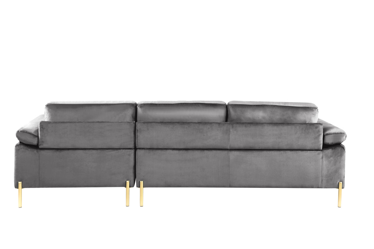 Shannon Velvet Sectional Sofa With Chaise Gray Foam Velvet