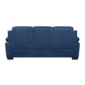 Modern Living Room 3Pc Sofa Set Plush Comfort Sofa And Two Chair Set Blue Textured Fabric Channel Tufting Solid Wood Furniture Blue Polyester Wood Primary Living Space Contemporary Pillow Top Arms Solid Wood 5 Seat