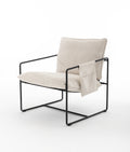 2 Chairs In 1 Box, Upholstered Hanging Armchair With Arm Pocket Metal Frame, Crushed Foam Cushions And Skin Friendly Braid For Living Room And Bedroom. Beige Color Beige Metal
