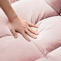 Modern Velvet Loveseat Futon Sofa Couch W Pullout Bed,Small Beautiful Seat Lounge Sofa W Reclining Backrest,Toss Pillows, Pockets,Furniture For Living Room,3 In 1 Convertible Sleeper Sofa Bed, Pink Pink Light Brown Velvet Wood Primary Living Space Medium