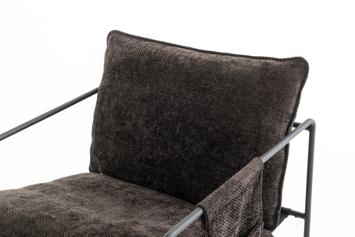 2 Chairs In 1 Box, Upholstered Hanging Armchair With Arm Pocket Metal Frame, Crushed Foam Cushions And Skin Friendly Braid For Living Room And Bedroom. Dark Gray Dark Grey Metal