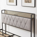 Bed Frame With Charging Station Queen Size,Grey, 87.8'' L X 61.8'' W X 39.2'' H. Queen Grey Particle Board