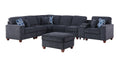 Gina Sectional Sofa With Ottoman Black Foam Chenille