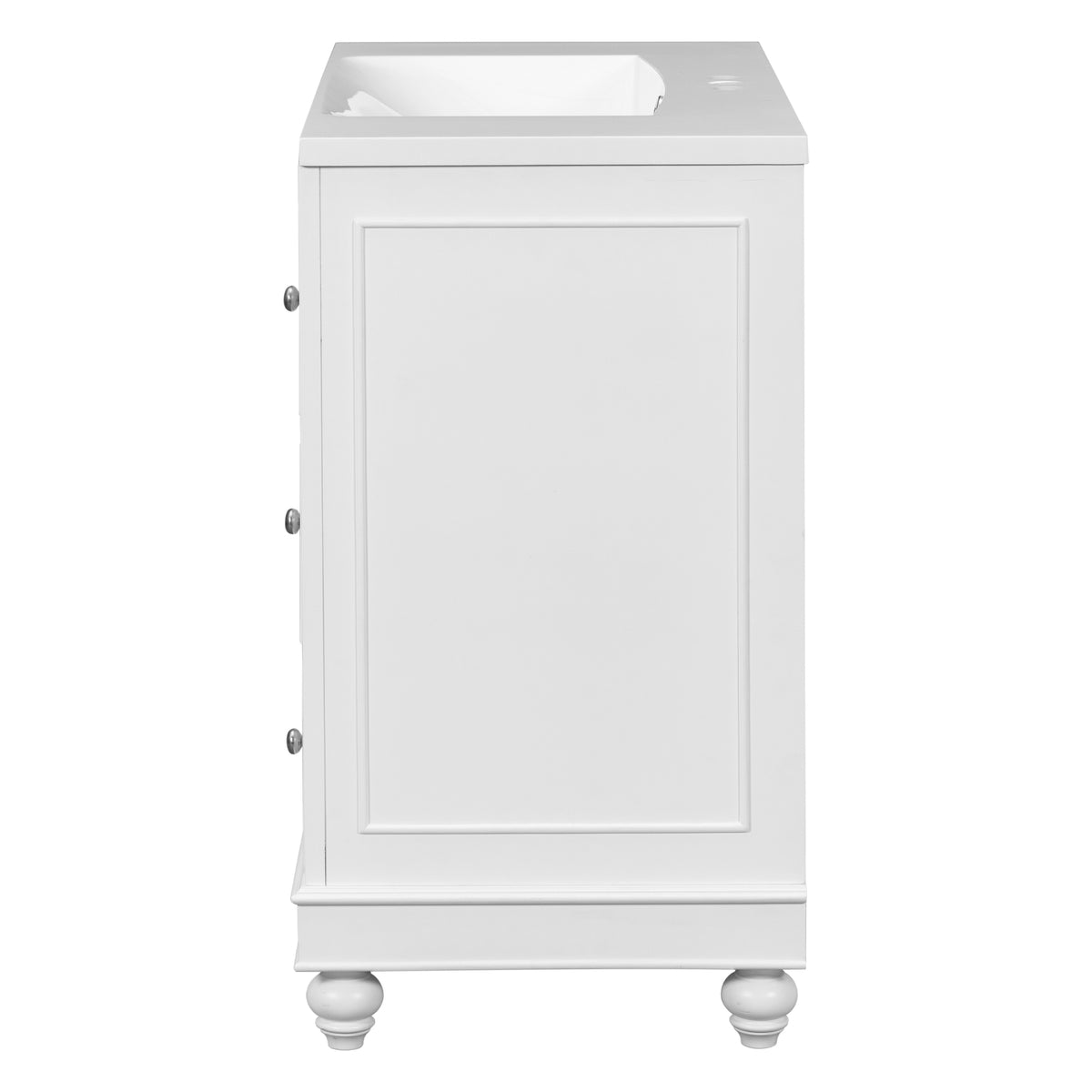 Contemporary White Bathroom Vanity Cabinet 36X18X34 Inches, 4 Drawers & 1 Cabinet Door, Multipurpose Storage, Resin Integrated Sink, Adjustable Shelves, Solid Wood Frame With Mdf White Modern Solid Wood Mdf Resin