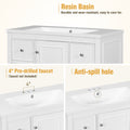 Contemporary White Bathroom Vanity Cabinet 36X18X34 Inches, 4 Drawers & 1 Cabinet Door, Multipurpose Storage, Resin Integrated Sink, Adjustable Shelves, Solid Wood Frame With Mdf White Modern Solid Wood Mdf Resin