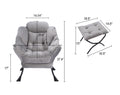 Living Room Chairs Modern Cotton Fabric Lazy Chair, Accent Contemporary Lounge Chair, Single Steel Frame Leisure Sofa Chair With Armrests And A Side Pocket Light Gray02 Light Gray Polyester Metal Primary Living Space Soft Polyester Fiber Pad Fabric 1