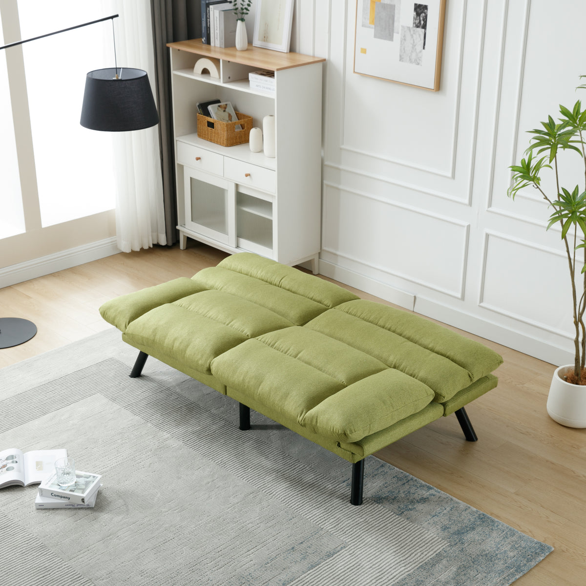 United We Win Furniture,Bedroom Furniture,Living Room Furniture,Sofa With Thick Cushion,Sofa Bed,Sleeper Sofa With Metal Feet. Green Linen 2 Seat