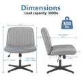 Sweetcrispy Cross Legged Chair,No Wheels Armless Swivel Home Office Chair Gray Pu Abs Rubber Steel Q235
