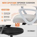 Sweetcrispy Ergonomic Office Chair Home Desk Mesh Chair With Fixed Armrest Executive Computer Chair With Soft Foam Seat Cushion Gray Nylon Mesh