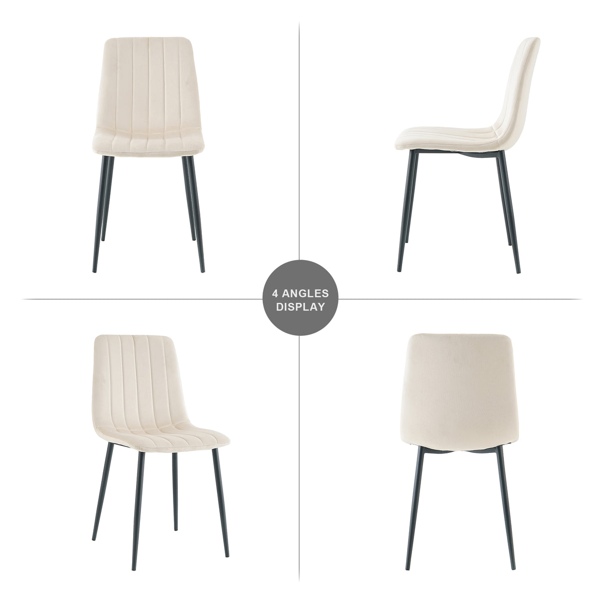 Indoor Velvet Dining Chair, Modern Dining Kitchen Chair With Cushion Seat Back Black Coated Metal Legs Upholstered Side Chair For Home Kitchen Restaurant And Living Room Set Of 4 Cream Color Metal