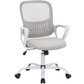 Sweetcrispy Ergonomic Office Chair Home Desk Mesh Chair With Fixed Armrest Executive Computer Chair With Soft Foam Seat Cushion Gray Nylon Mesh
